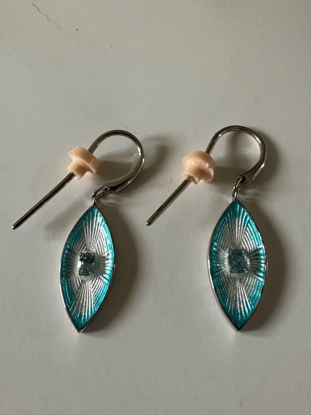 Teal Marquise Drop Earrings with Center Crystal